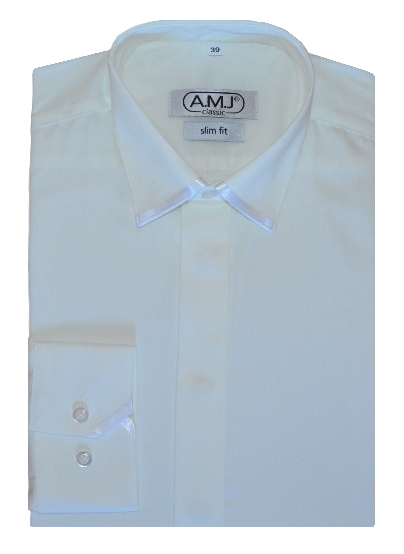 Pánská košile dlouhý rukáv AMJ JDSA 016 Sat Slim Fit Classic Velikost: 39