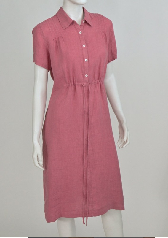 Lněné šaty krátký rukáv H&D Depeche H D22181 RU3 růžová Velikost: 48