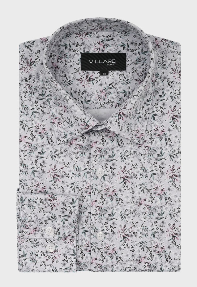 Pánská košile dlouhý rukáv VILLARO by MMER M109DSL Slim Fit květovaná Velikost: 40