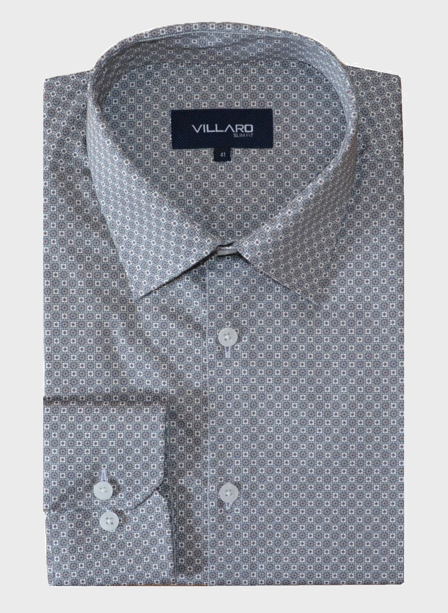 Pánská košile dlouhý rukáv VILLARO by MMER L072DSL Slim Fit zelená Velikost: 41
