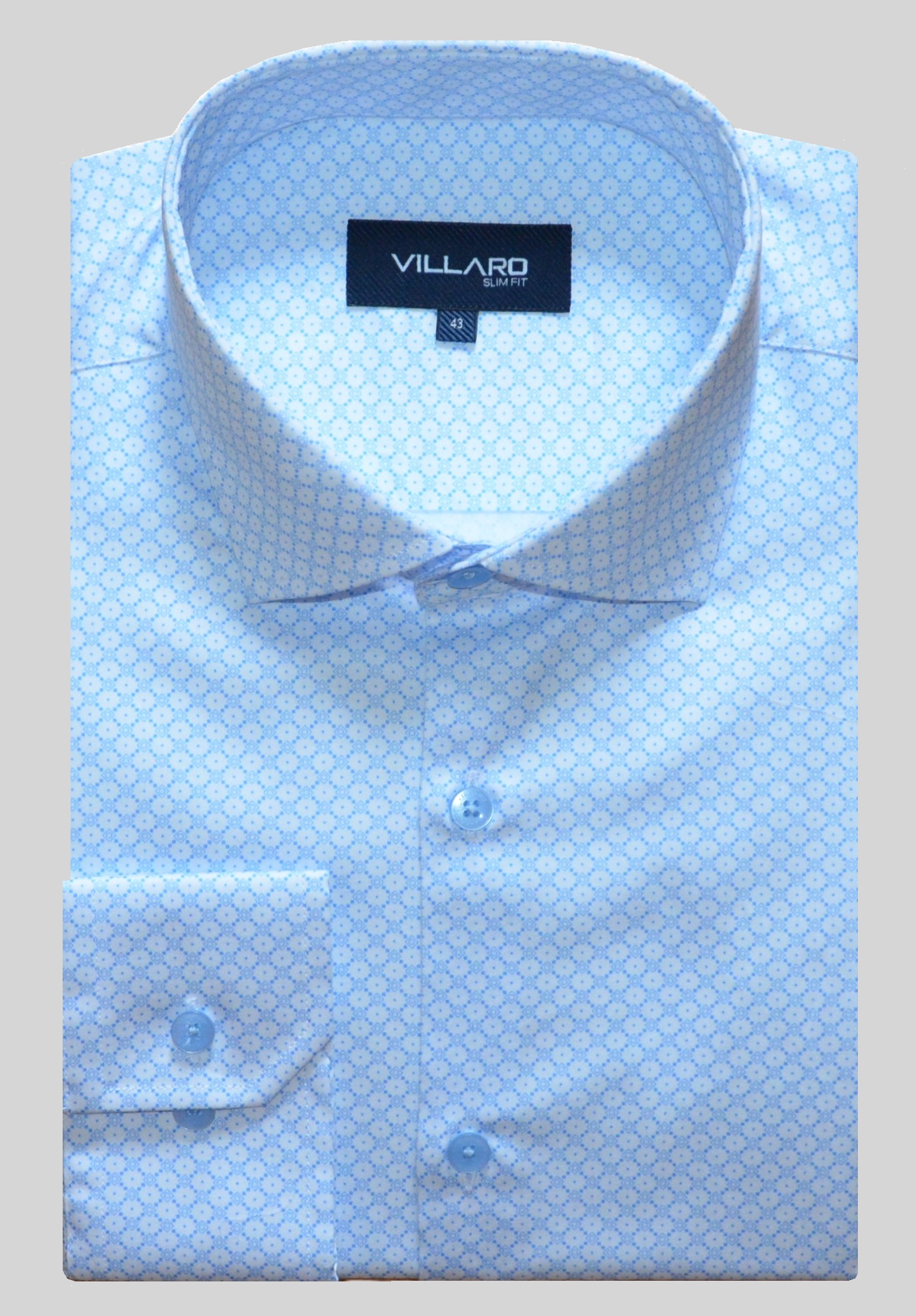 Pánská košile dlouhý rukáv VILLARO by MMER L038DSA Slim FiT Prodloužená Velikost: 43