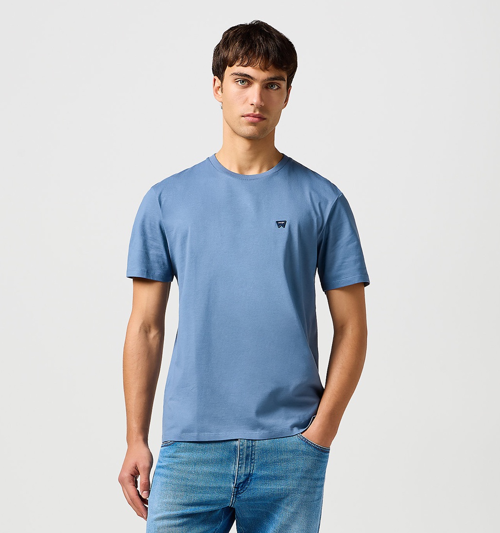 Pánské tričko WRANGLER 112362680 SIGN OFF TEE Dusty Blue Velikost: XL