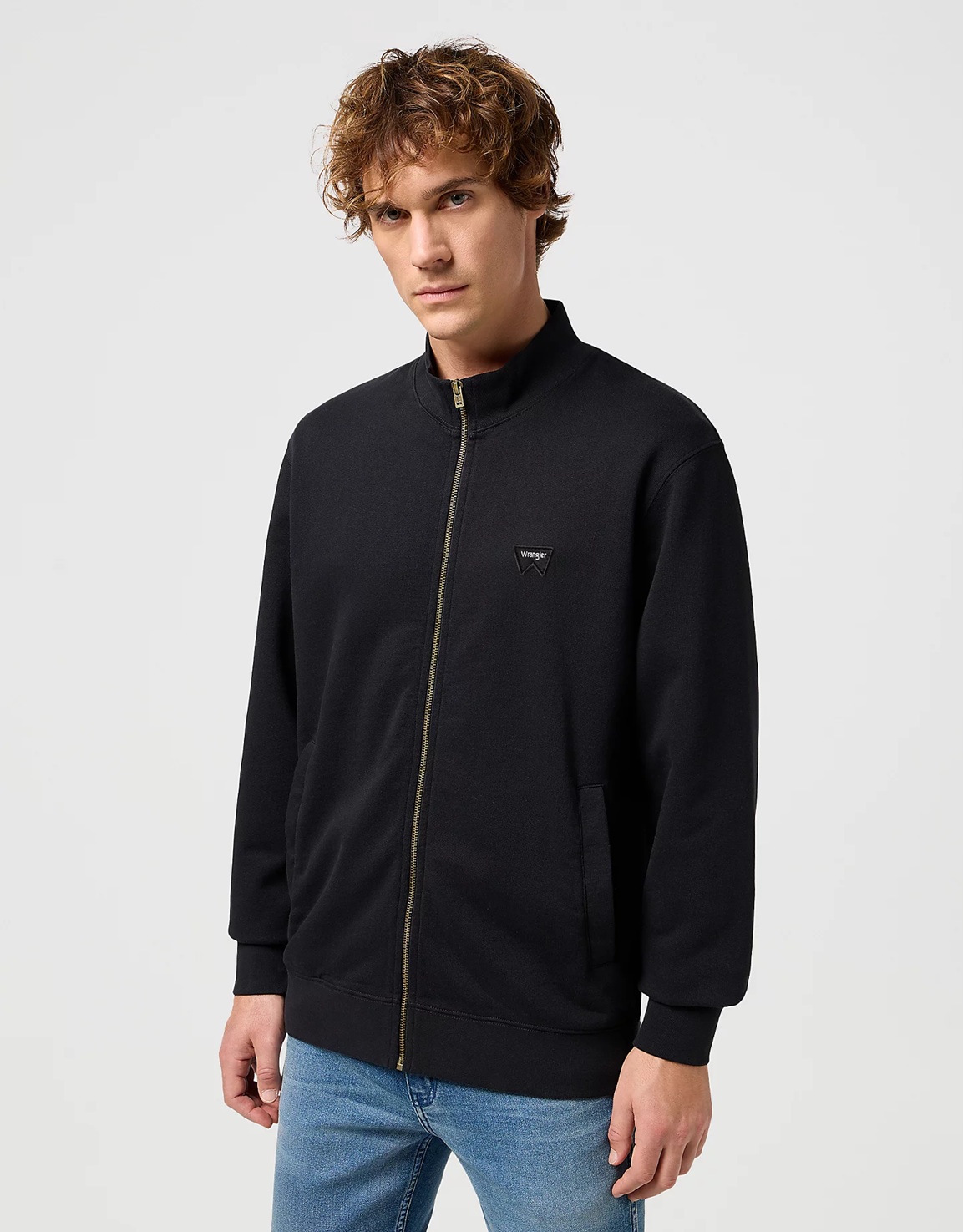 Pánská mikina celopropínací WRANGLER 112350548 FUNNEL NECK ZIP Black Velikost: L