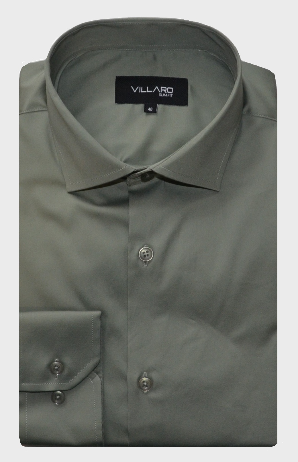 Pánská košile dlouhý rukáv VILLARO by MMER K067DSL Slim Fit zelená Velikost: 40