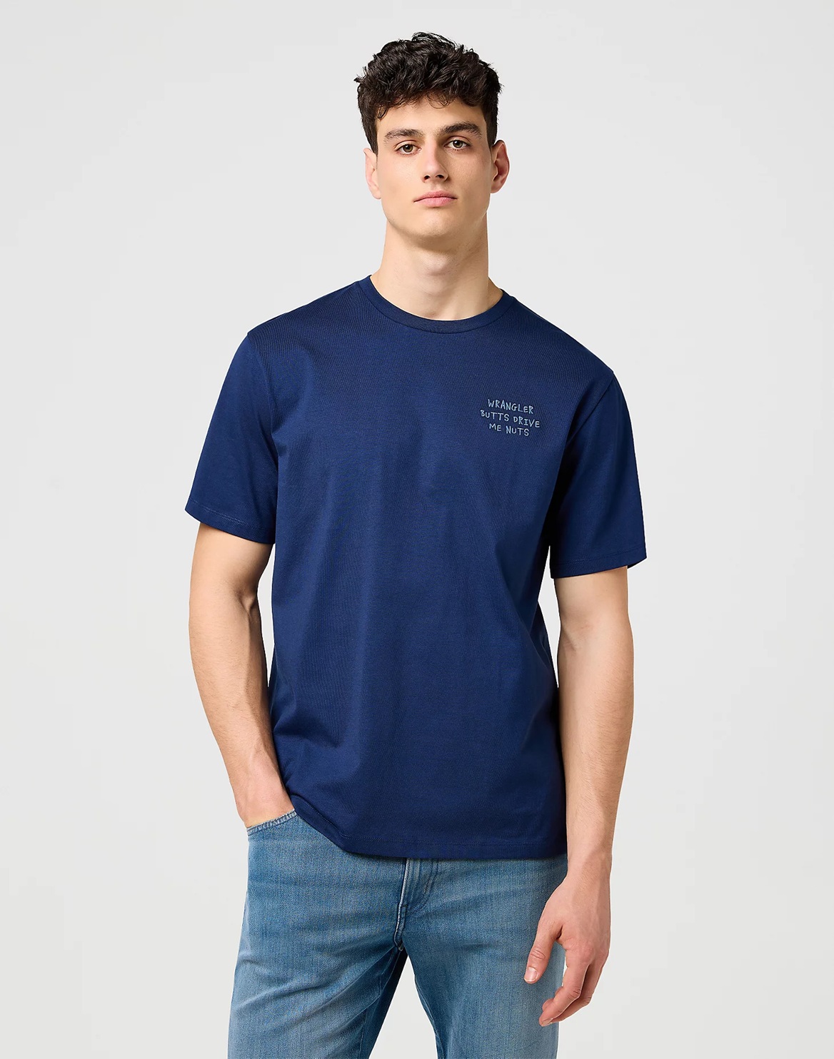 Pánské tričko WRANGLER 112371488 EMBROIDERY TEE Navy Velikost: L