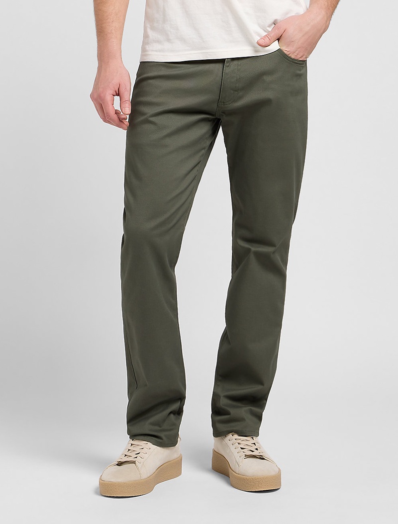 Pánské kalhoty LEE 112370604 STRAIGHT FIT MVP Olive Gray Velikost Pas/Délka: 36/34