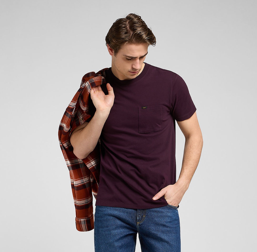 Pánské tričko LEE 112370495 ULTIMATE POCKET TEE Deep Wine Velikost: S