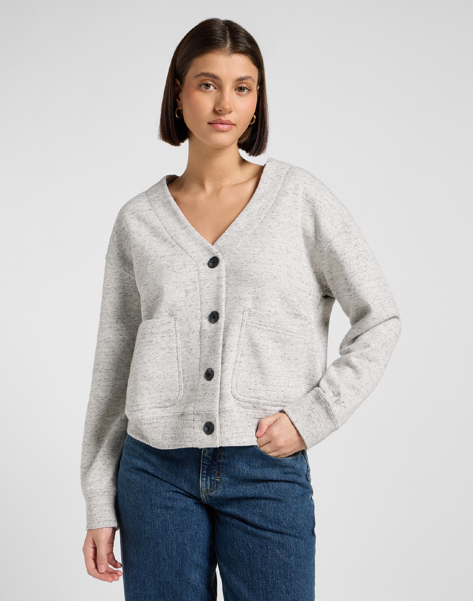 Dámský svetr LEE 112371063 CARDIGAN SWEATER Grey Space Dye Velikost: XS