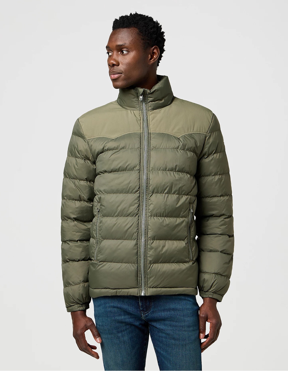 Pánská přechodová bunda WRANGLER 112371449 PACKABLE PUFFER Dusty Olive Velikost: L