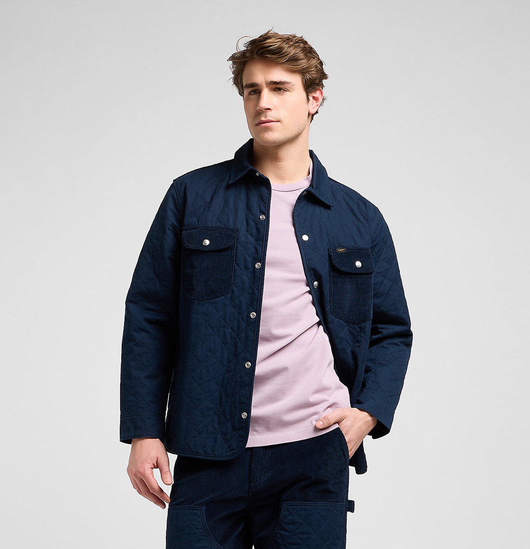 WRANGLER Pánská bundokošile LEE 112371324 MIXED MEDIA OVERSHIRT Rivet Navy Velikost: XL