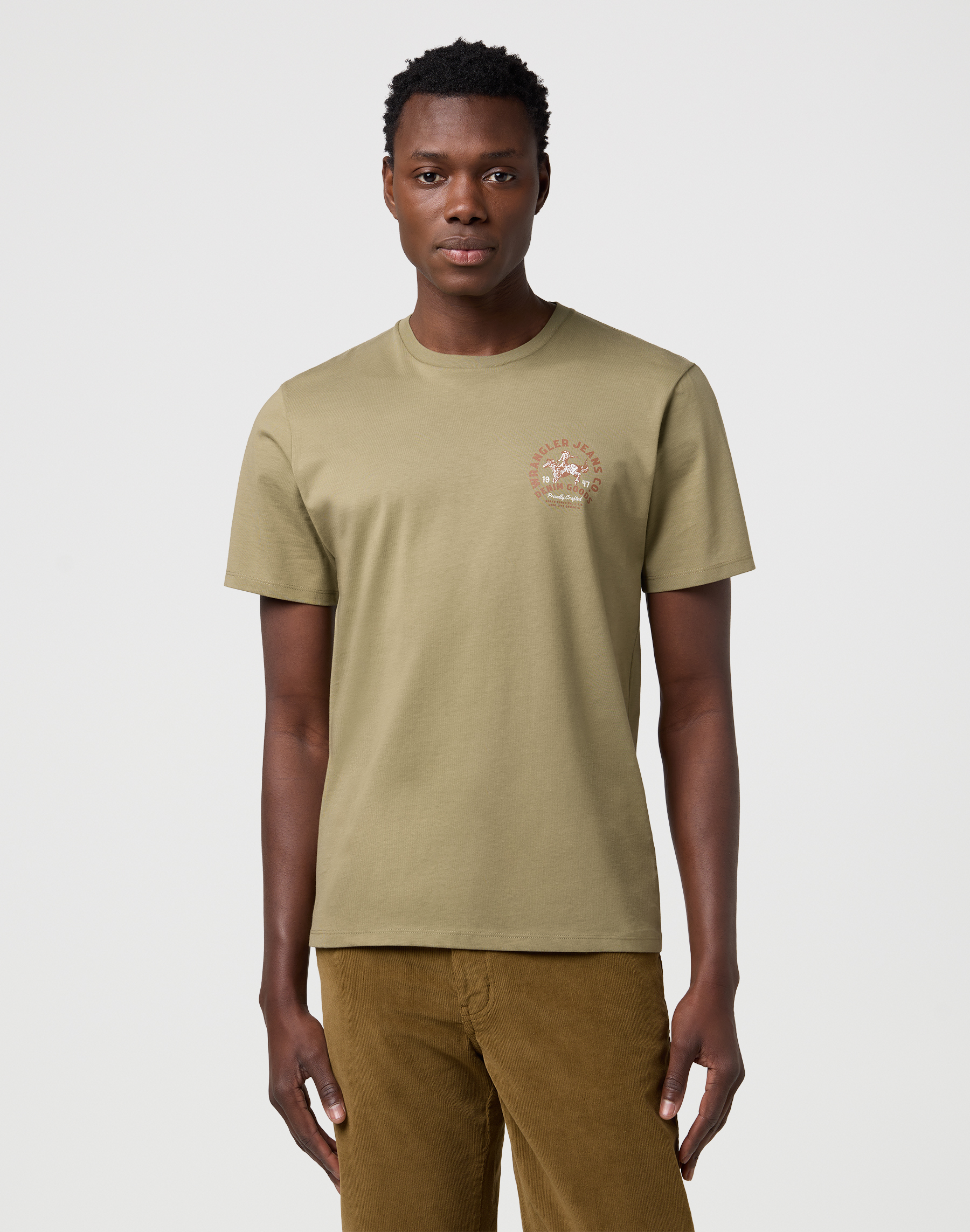 Pánské tričko WRANGLER 112371473 SMALL GRAPHIC TEE Aloe Velikost: L