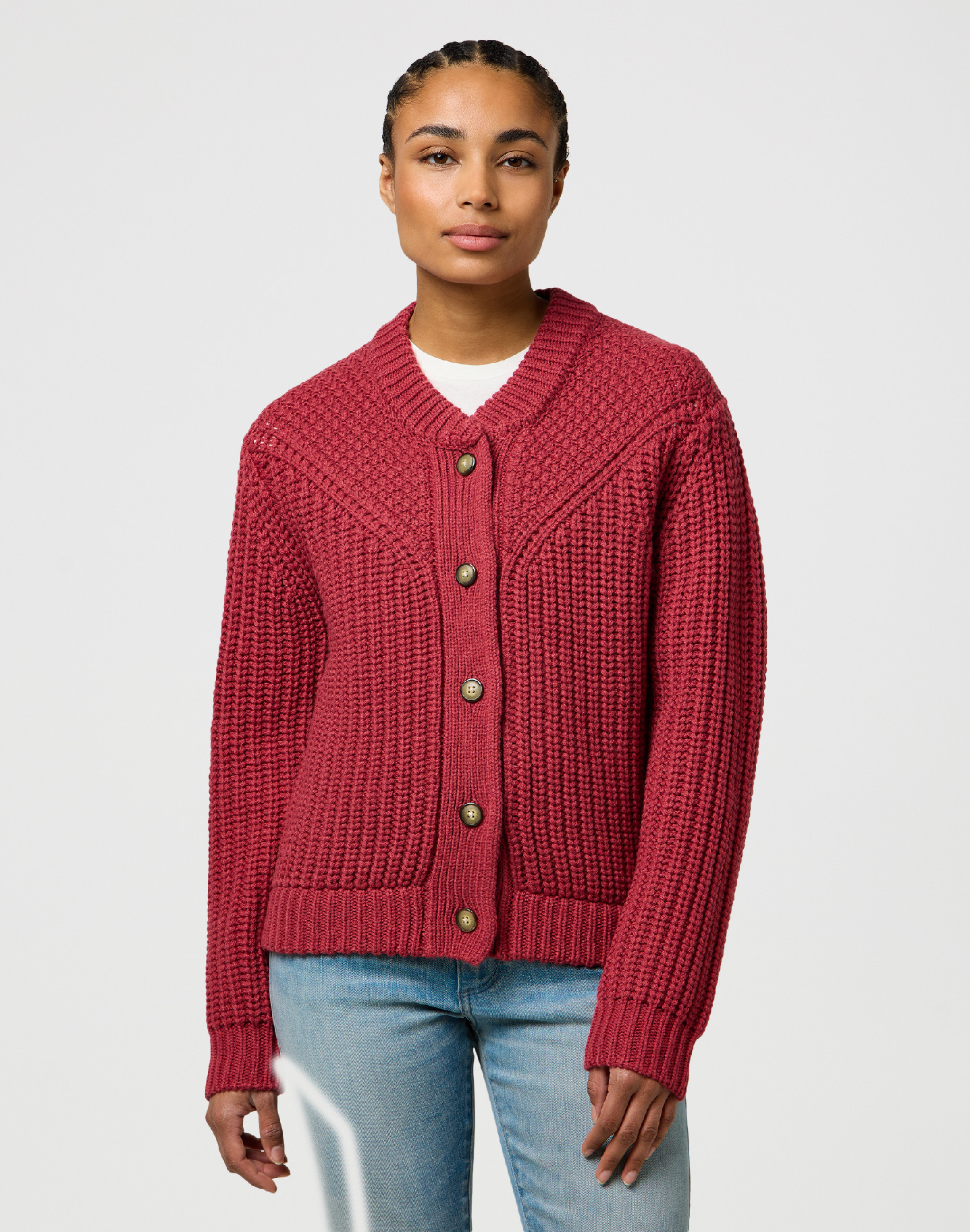 LEE Dámský svetr WRANGLER 112370797 WESTERN CARDIGAN Earth Red Velikost: S