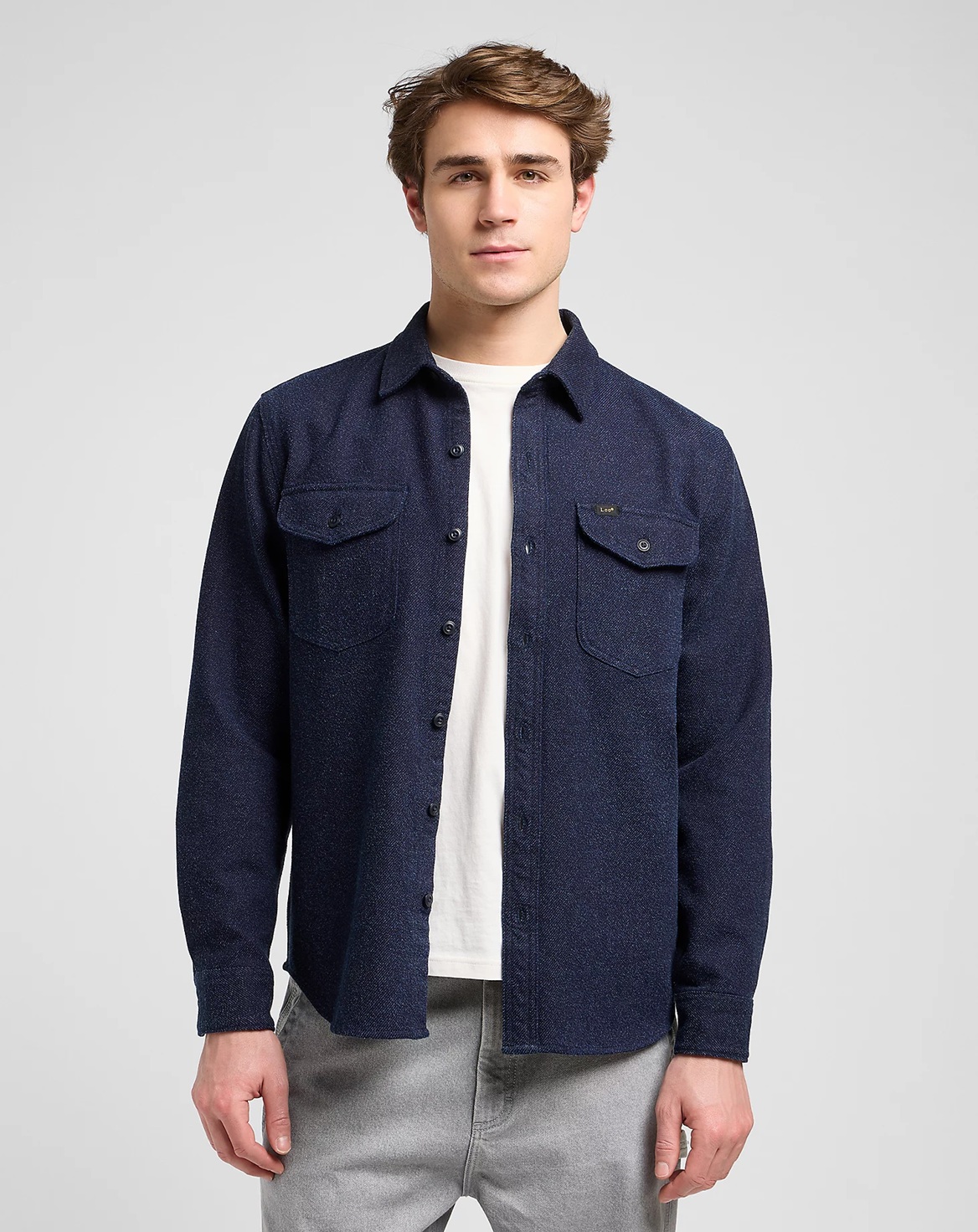 Pánská košile dlouhý rukáv LEE 112370567 WORKWEAR SHIRT Indigo Jaspe Velikost: S