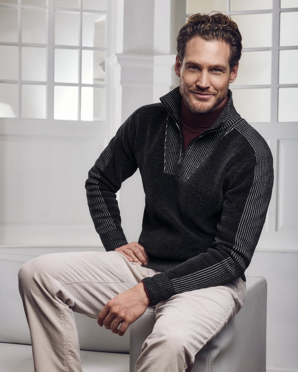 Pánský svetr s polozapínáním na zip HAJO 27847 111 Velikost: M