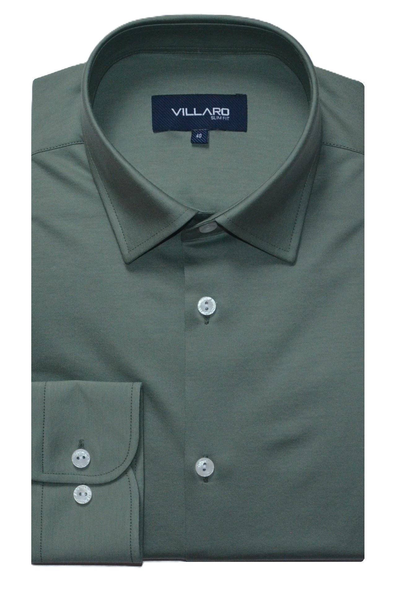 Pánská košile dlouhý rukáv VILLARO by MMER N116DSA Slim Fit zelená Velikost: 40