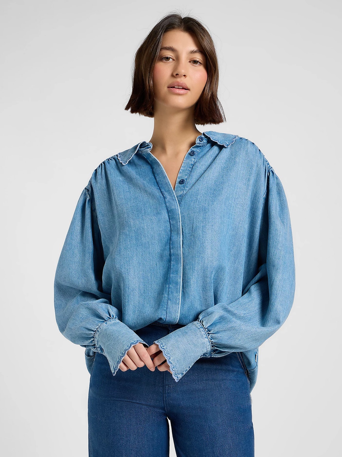 Dámská košile dlouhý rukáv LEE 112372629 STATEMENT COLLAR SHIRT Indigo Rum Velikost: XS