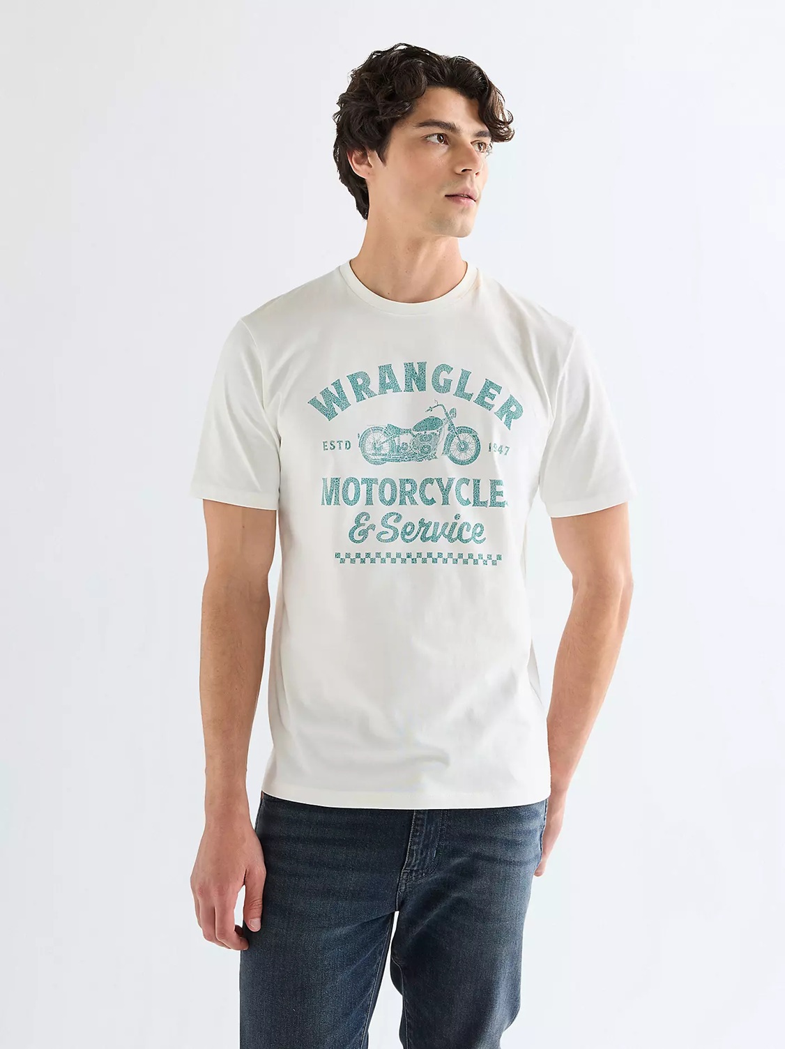 Pánské tričko WRANGLER 112377951 AMERICANA TEE Worn White Velikost: M