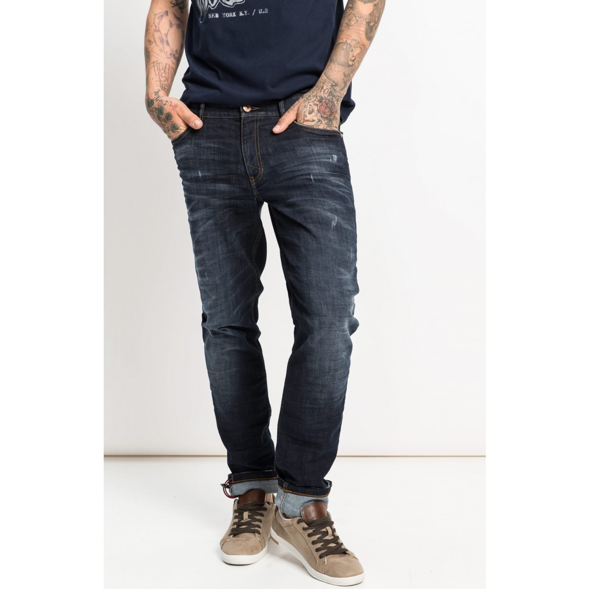 Džíny H.I.S 101455 CLIFF STRETCH Premium Dark Blue Wash Velikost Pas/Délka: 33/32