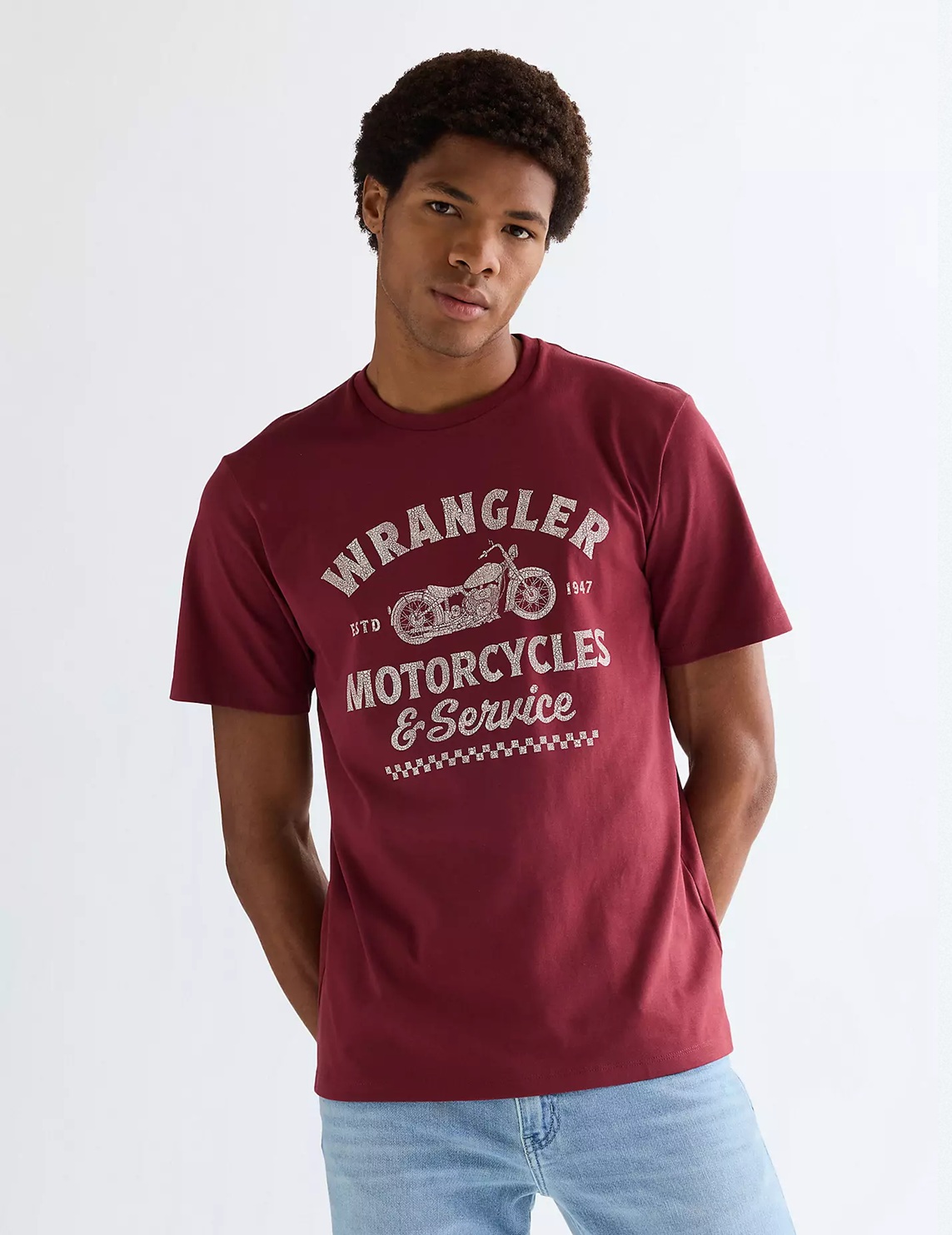 Pánské tričko WRANGLER 112377953 AMERICANA TEE Ruby Wine Velikost: S