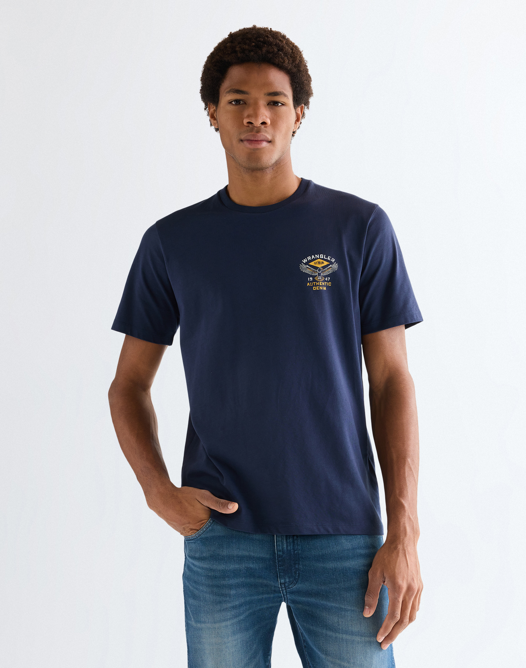 Pánské tričko WRANGLER 112377984 SMALL AMERICANA TEE Navy Velikost: M