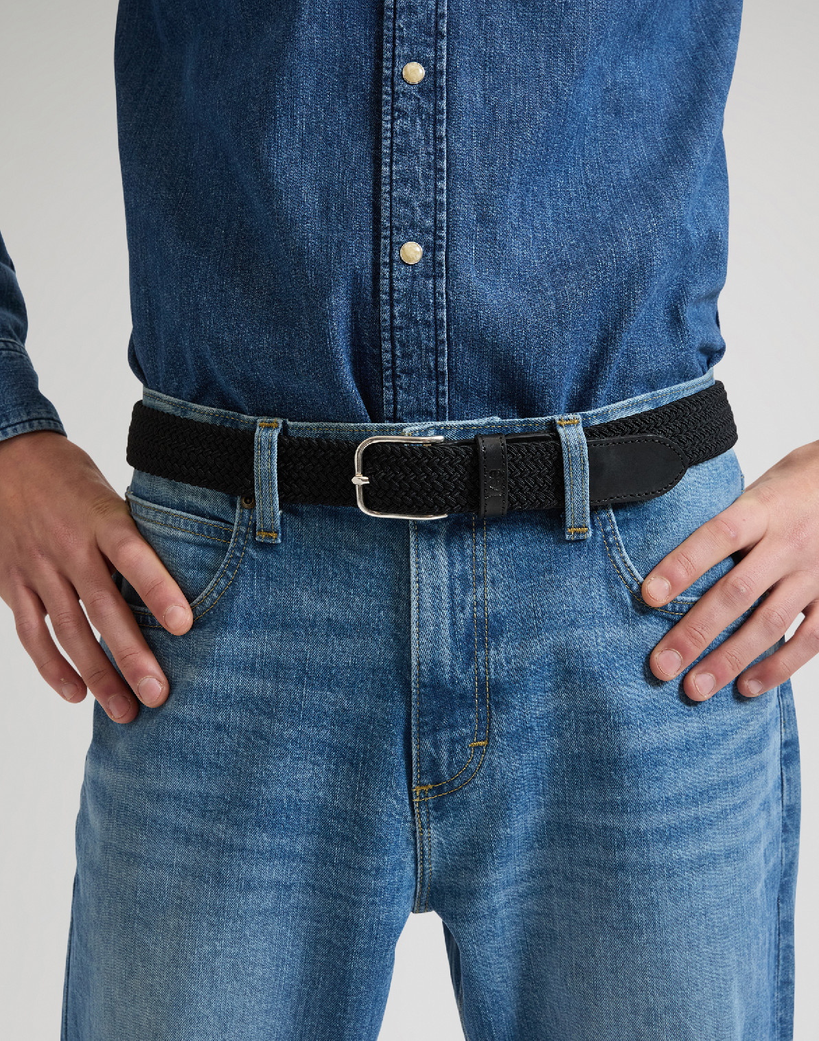 Látkový opasek LEE 112331207 ELASTIC WEBBING BELT Black Velikost: 85 cm