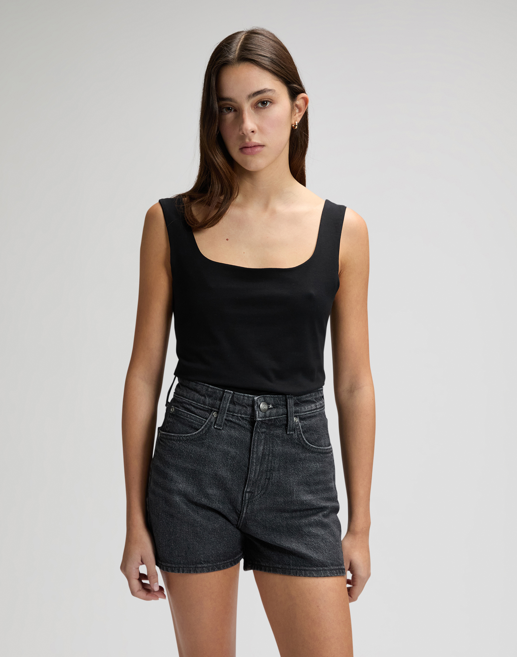 Dámské tílko LEE 112376997 SQUARE NECK TANK Black Velikost: XS