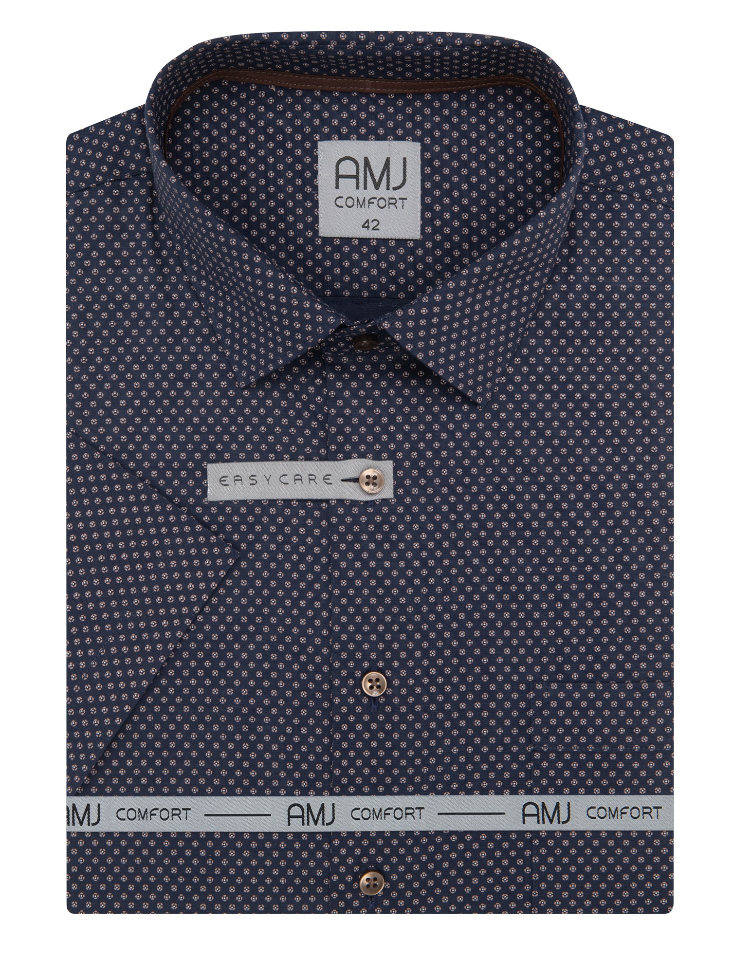 Pánská košile krátký rukáv AMJ VKSBR 1499 Slim Fit Comfort Velikost: 39