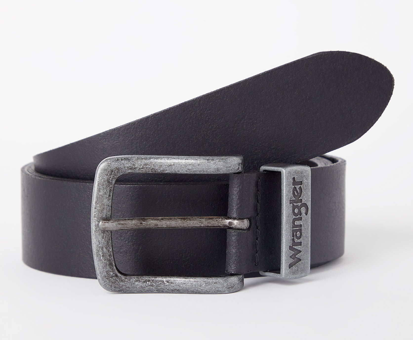 Kožený opasek WRANGLER W0080US01 112125432 METAL LOOP BELT Black Velikost: 85 cm