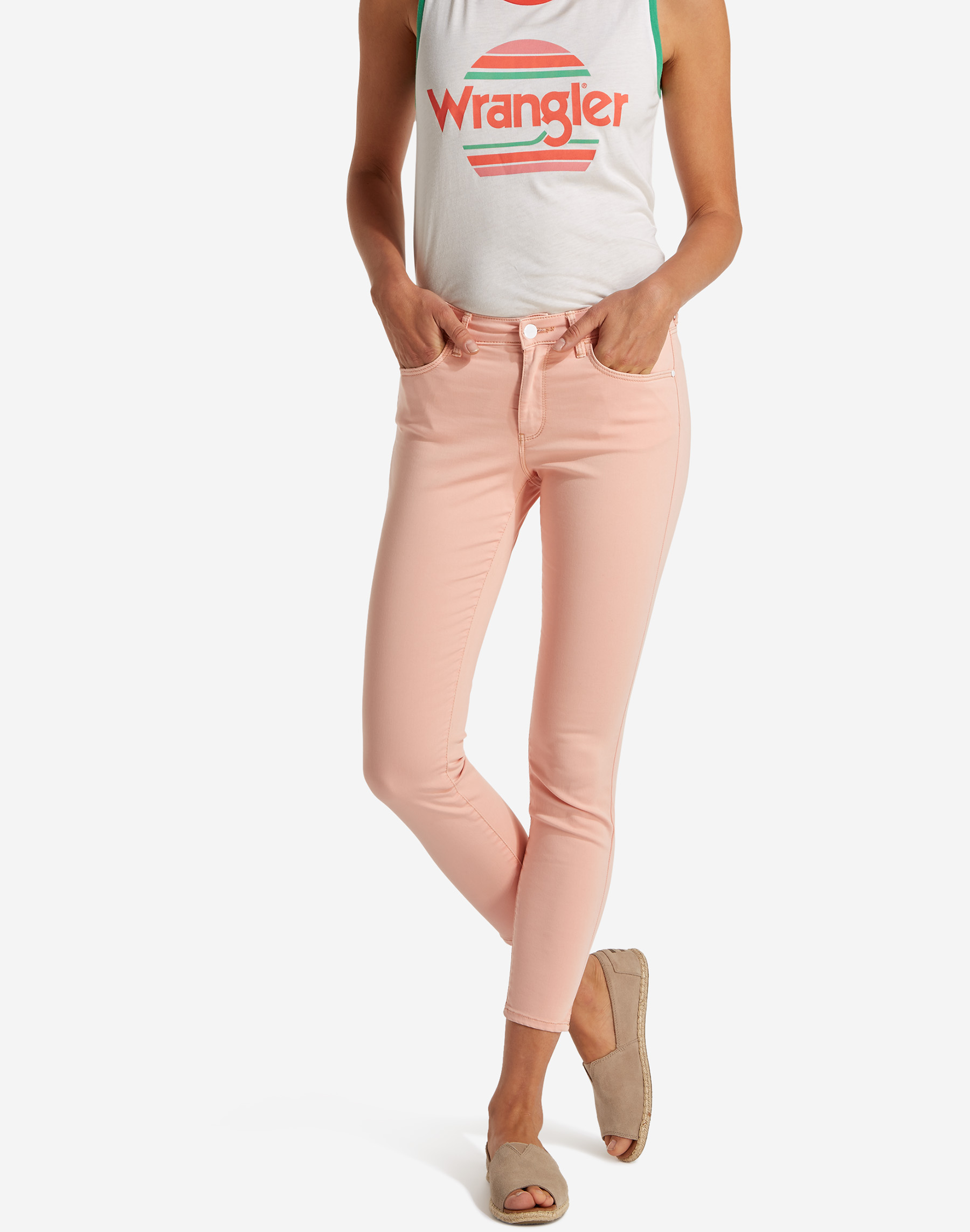 Dámské 3/4 džíny WRANGLER W28MHL53X SKINNY CROP Peach Velikost Pas/Délka: 28/32