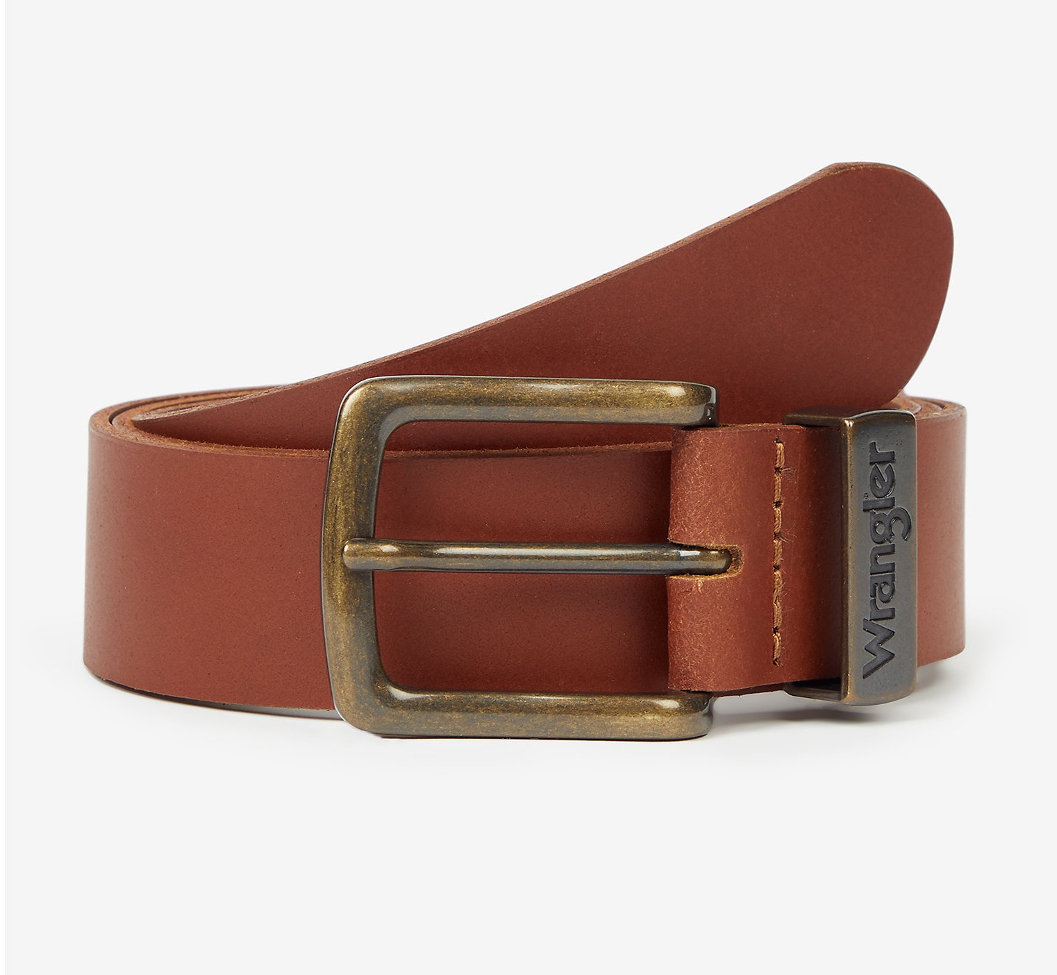 Kožený opasek WRANGLER W0080US6K 112125433 METAL LOOP BELT Cognac Velikost: 90 cm