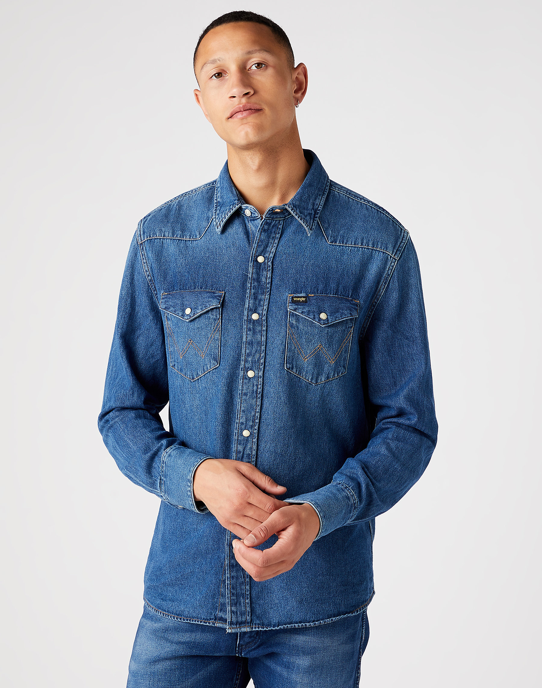 Pánská džínová košile WRANGLER W5MSLW924 ICONS 27MW WESTERN SHIRT 1Year Velikost: M