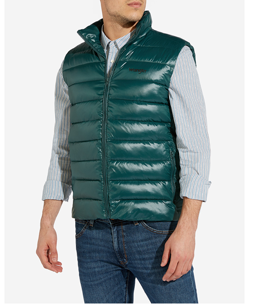 Pánská vesta WRANGLER W4A3XTG01 PUFFER VEST Pine Velikost: L