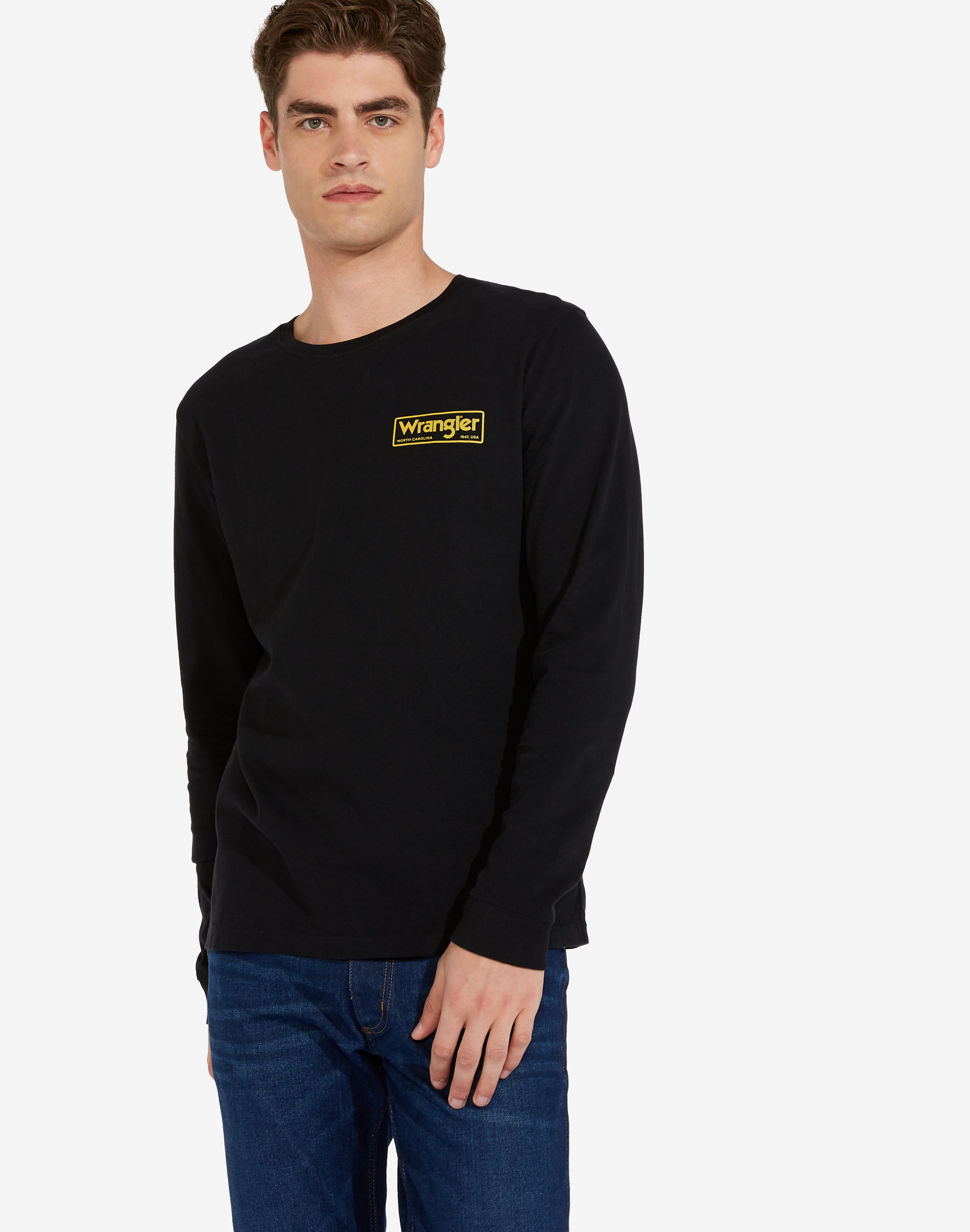 Pánské triko WRANGLER W7C0FG100 BOX TEE Black Velikost: L