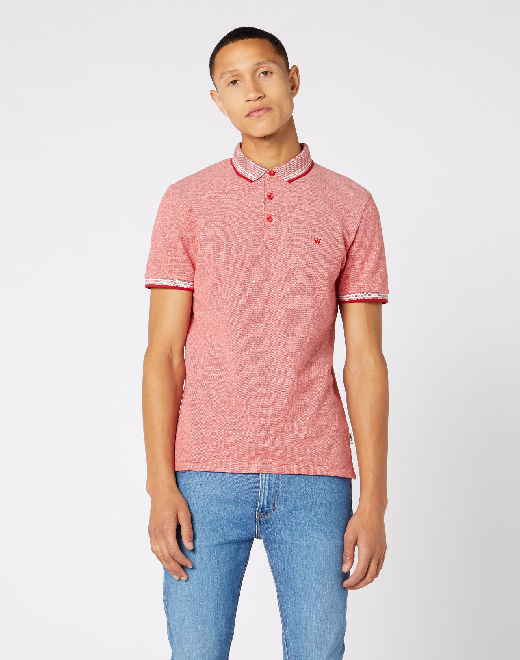 Pánská POLOKOŠILE WRANGLER W7D6KHXWO SS REFINED POLO Formula Red Velikost: M