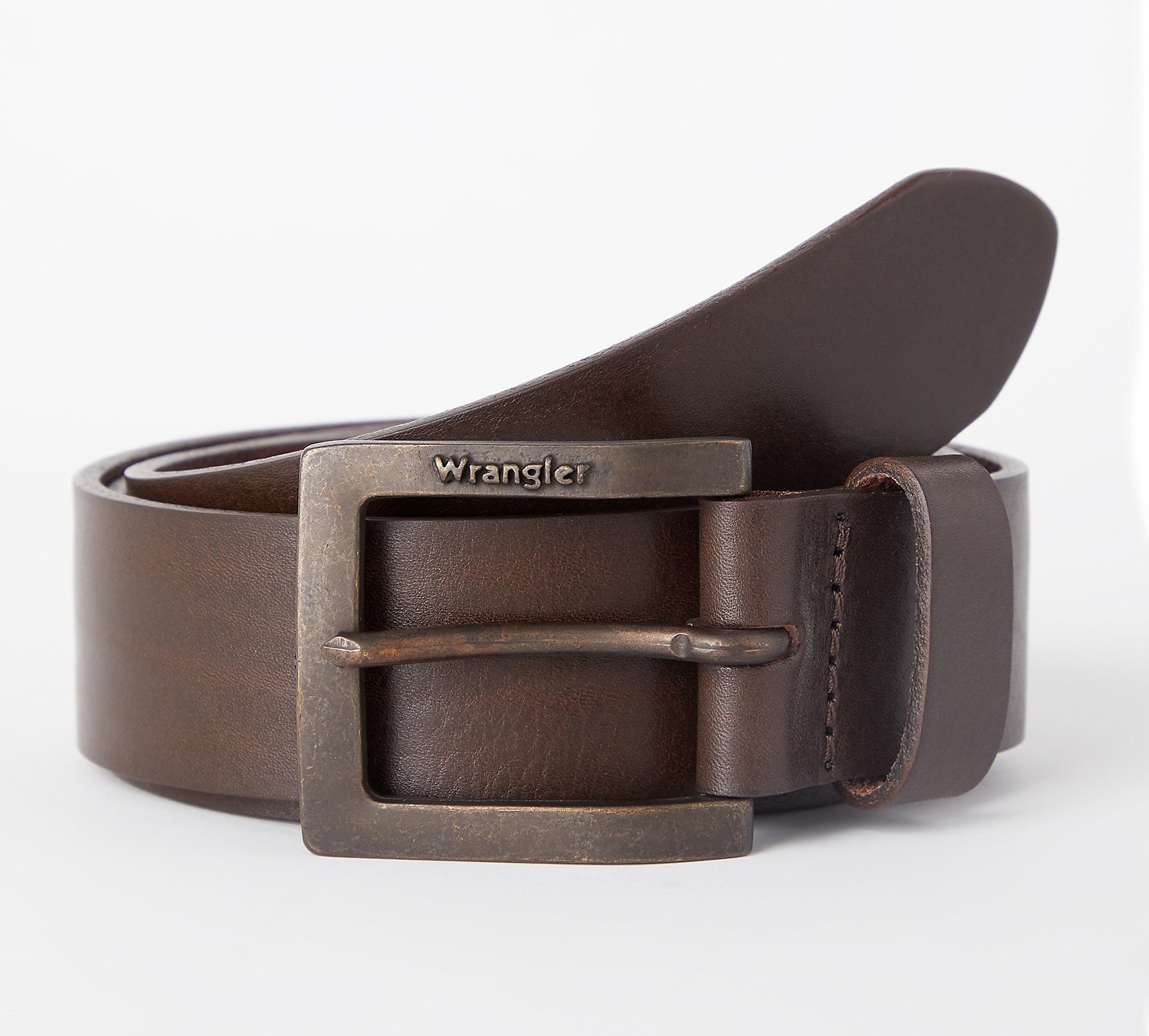 Kožený opasek WRANGLER W00108185 112125431 KABEL BUCKLE BELT Brown Velikost: 90 cm