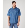 Pánská košile WRANGLER W5D7C3X8E SS 1 PKT SHIRT Mid Indigo