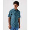 Pánská košile krátký rukáv WRANGLER 112350482 SS 1 PKT SHIRT Hydro Blue