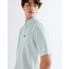 Pánská lněná košile krátký rukáv WRANGLER 112378046 SS 1 PKT SHIRT Forget Me Not