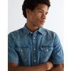 Pánská džínová košile krátký rukáv WRANGLER 112378394 SS WESTERN SHIRT Mid Light Wash