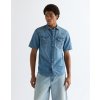 Pánská džínová košile krátký rukáv WRANGLER 112378394 SS WESTERN SHIRT Mid Light Wash
