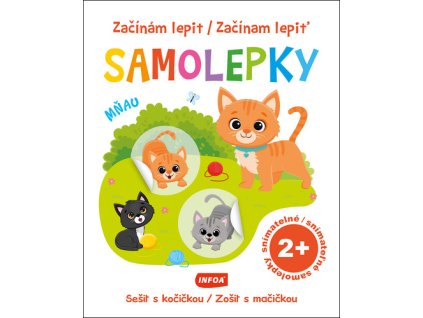 Začínám lepit/Začínam lepiť Samolepky Sešit s kočičkou/Zošit s mačičkou