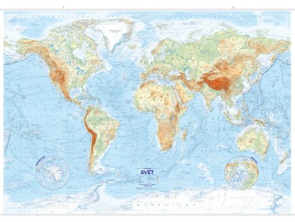 Svět Nástěnná mapa reliéfy a povrch