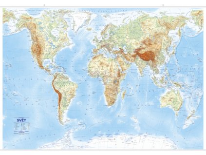 Svět státy a reliéf, nástěnná mapa
