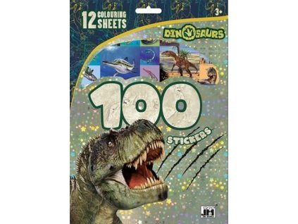 100 samolepek s omalovánkovými listy Dinosauři