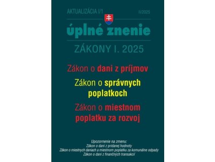 Aktualizácia I/1 2025 – daňové a účtovné zákony