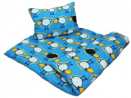 Dětské bavlněné povlečení do školky Beránek modrý 1