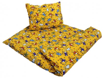 Dětské krepové povlečení Kocourek žlutý 1