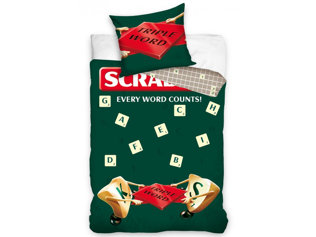Bavlnené obliečky 140x200 + 70x90 cm Scrabble Triple Word Obliečky