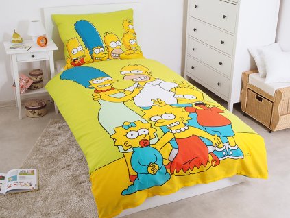 6095 2 bavlnene povleceni 140x200 70x90 cm the simpsons family green