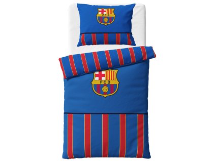 Bavlněné povlečení 140x200 + 70x90 cm - FC Barcelona Half of Stripes